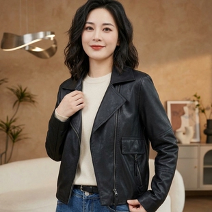 黑色皮衣女款秋季新款短款酷飒风高级感早秋正流行穿搭防风外套潮