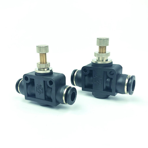 黑色气管接头直通节流阀T型调气阀快速接头LAS-04 06 08 10 12