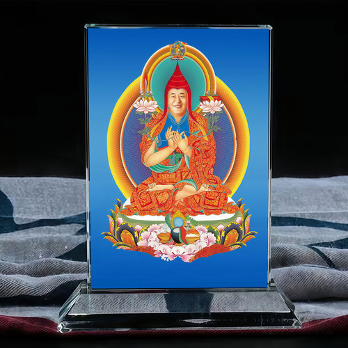 晋美彭措法王如意宝佛菩萨法相水晶摆台玄关桌面工艺品摆件定制