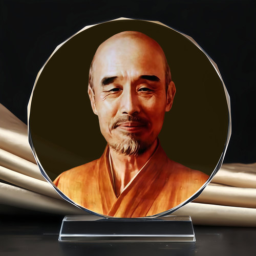 弘一法师李叔同画像水晶摆件摆台