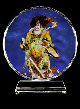 天蓬元帅画像摆台太阳花水晶摆件