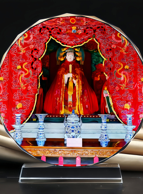 北顶娘娘碧霞元君三仙圣母泰山奶奶水晶摆件玄关桌工艺品摆台定制