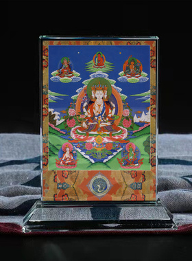 不空绢索观音画像水晶摆件