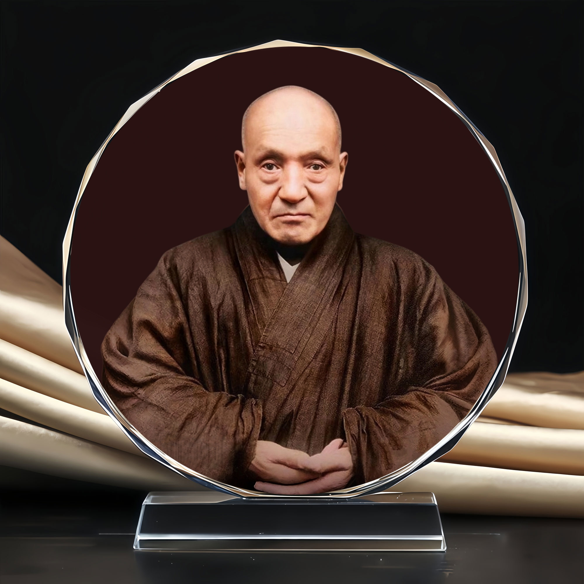 印光大师赵丹桂莲宗十三祖净土宗水晶摆台玄关桌面供奉摆件定制