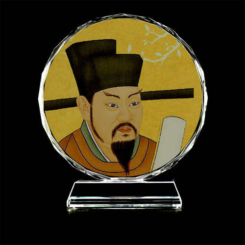 古代名人王安石画像水晶摆件摆台