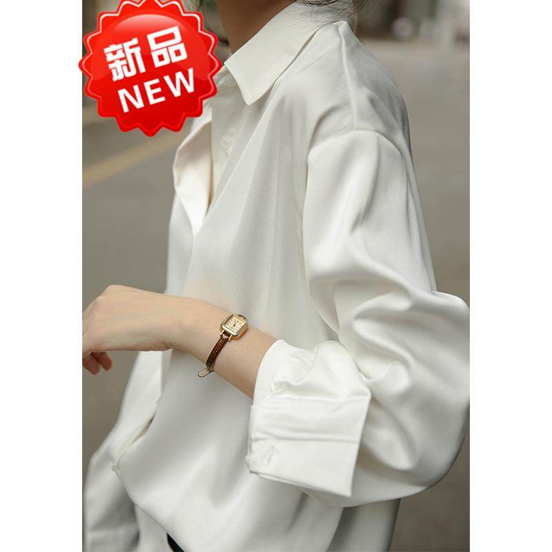 绸面短款上衣女配阔腿裤修身洋气纯色韩版新款简约开衫中长款优雅|ruв категории Женская одежда, рубашка - от Buy2taobao.com для оказания профессиональной услуги покупки агента Taobao