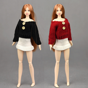 毛衣 桃子珍妮女孩玩具毛线短裤 心怡换装 娃娃30cm6分娃衣fr衣服装