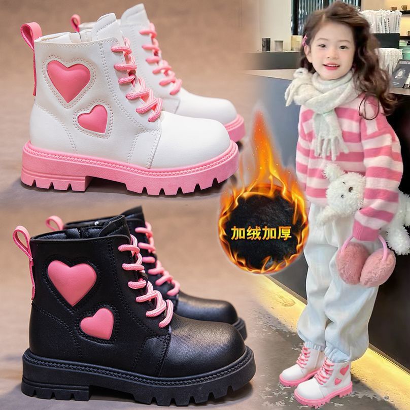 女童单靴2025秋冬新款儿童短靴加绒加厚公主靴子女孩软底棉靴洋气