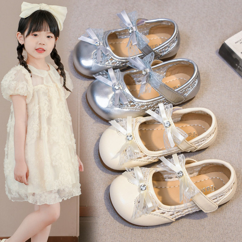 儿童鞋女童皮鞋2026春秋新款时尚软底公主鞋豆豆鞋蝴蝶结女孩单鞋