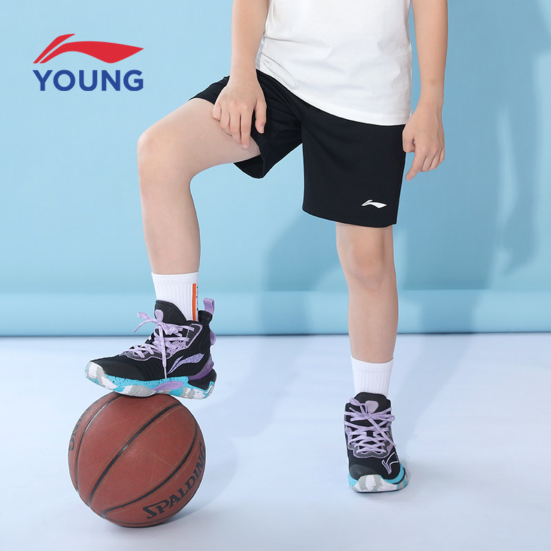 李宁童装男童速干篮球短裤2024夏季新款篮球运动服儿童五分运动裤