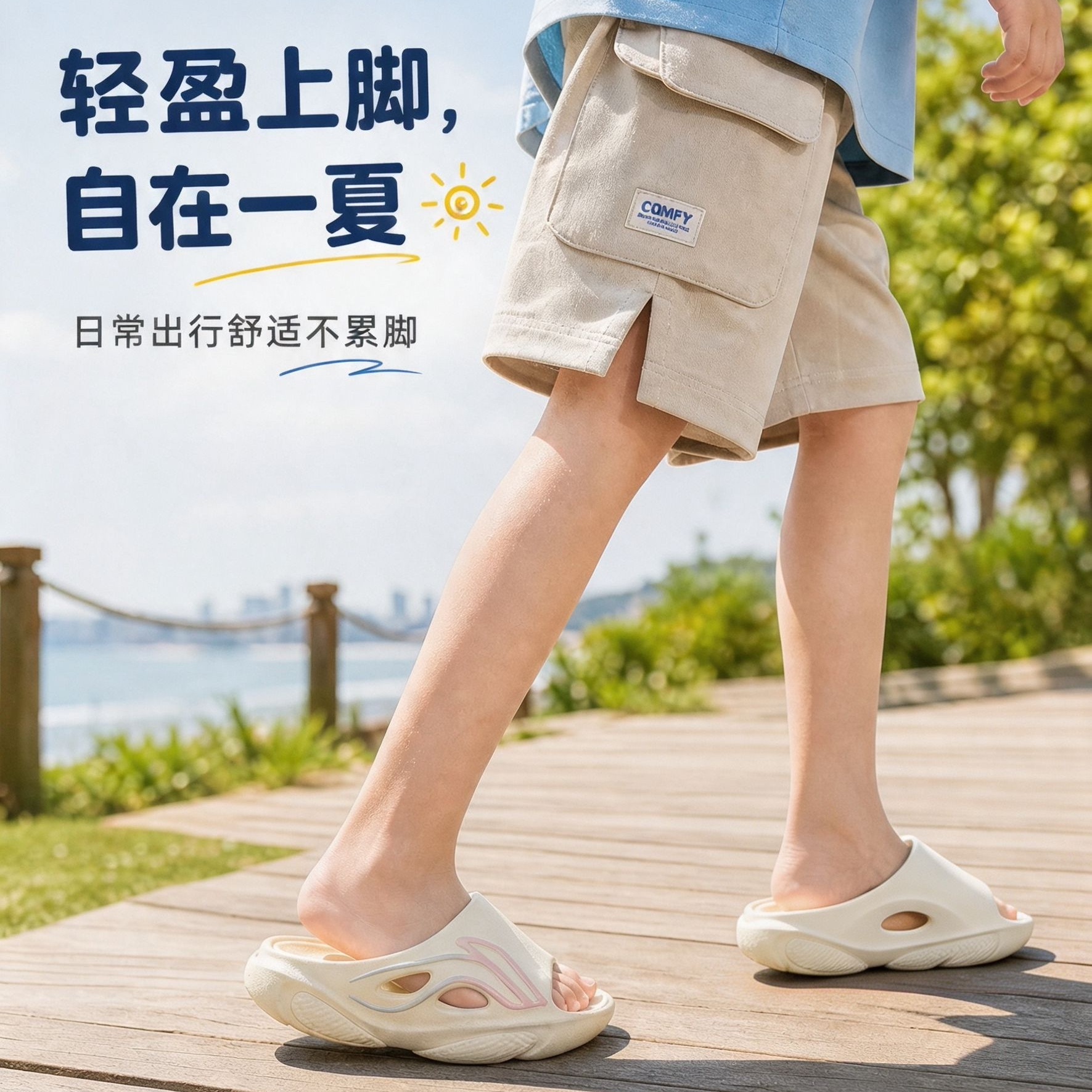 李宁儿童拖鞋防滑轻便男孩童鞋