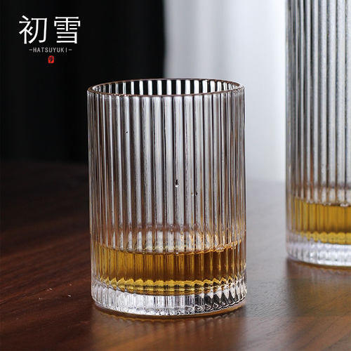 初雪正品Hatsuyuki竖纹威士忌嗨棒杯 日式highball水割酒杯ins - 封面