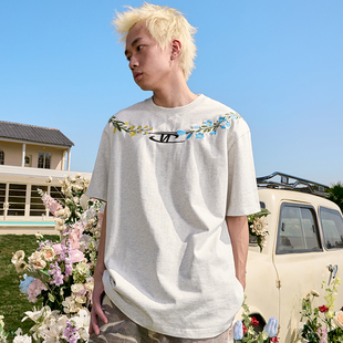 2025新款 复古纯棉重磅宽松半袖 夏男女 T恤美式 Nuthink刺绣潮牌短袖