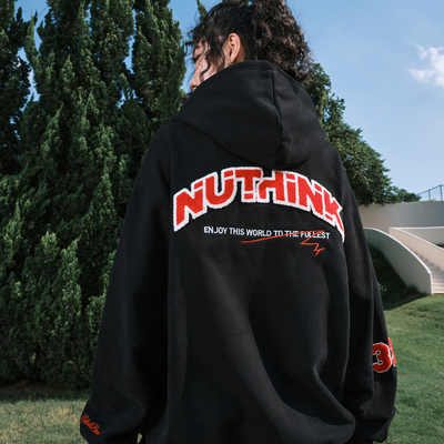 Nuthink美式刺绣字母卫衣男女