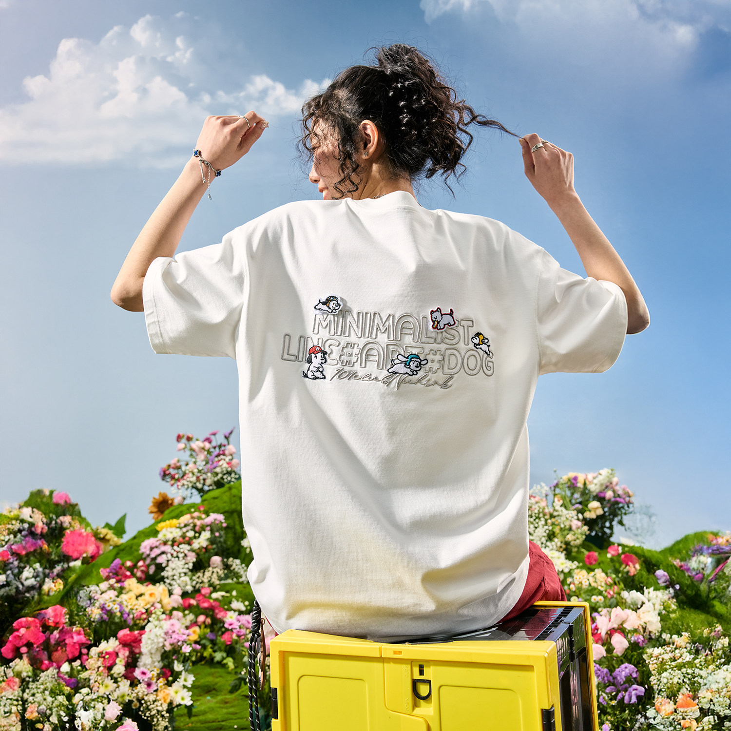 Nuthink美式潮牌刺绣小狗字母短袖T恤可爱卡通男女2026年夏季新款