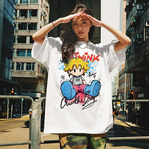 美式潮牌卡通短袖T恤男