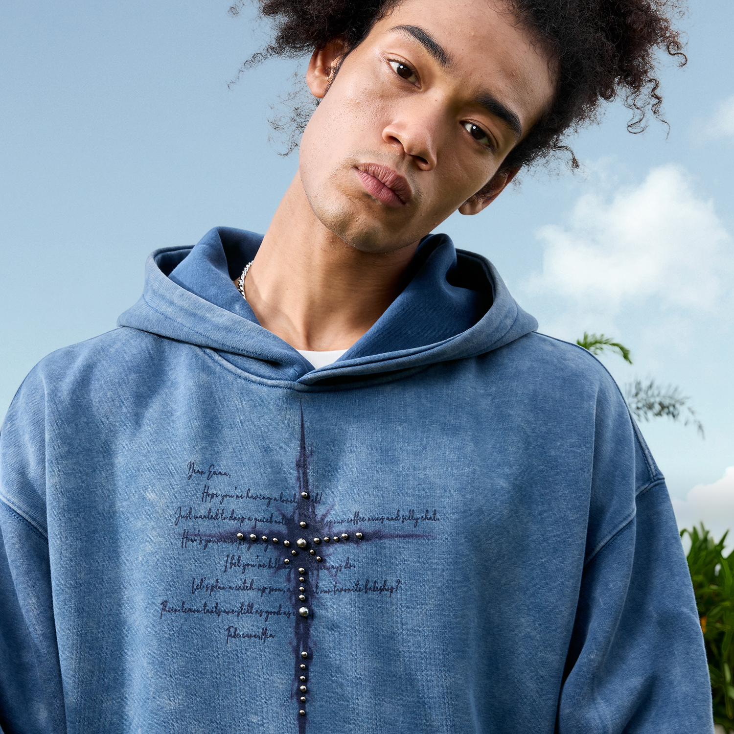 Nuthink美式复古做旧连帽卫衣男