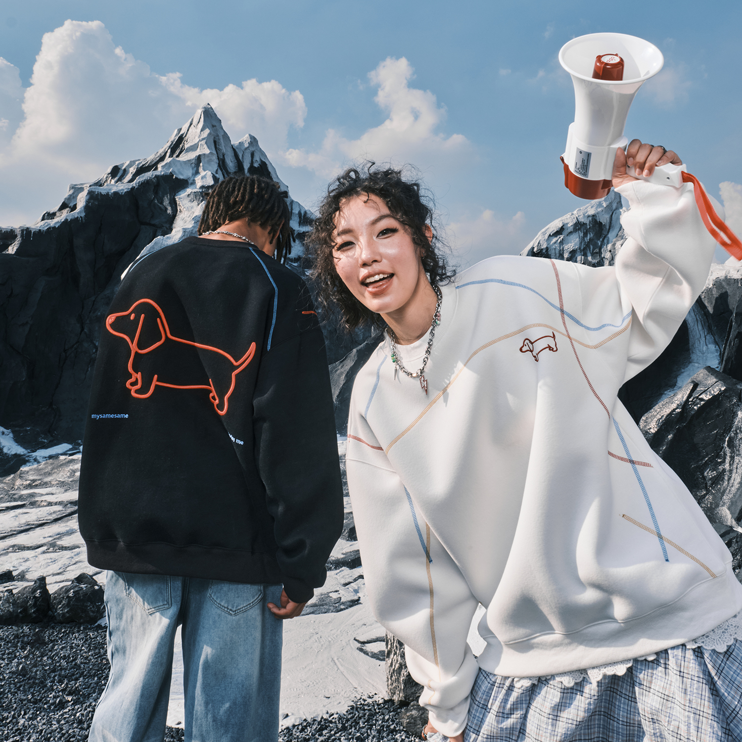 Nuthink美式潮牌腊肠狗刺绣卫衣