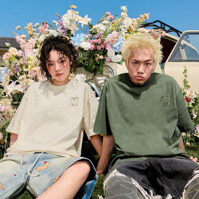 Nuthink刺绣字母简约美式T恤