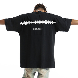 字母大码 蝙蝠袖 t恤男潮ins宽松短袖 夏季 上衣 男款 Nuthink国潮美式