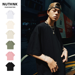 打底纯棉青少年男女2025新款 Nuthink潮牌美式 T恤白色春季 短袖 夏季