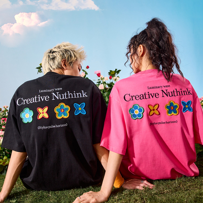 Nuthink四时花境花瓣刺绣短袖