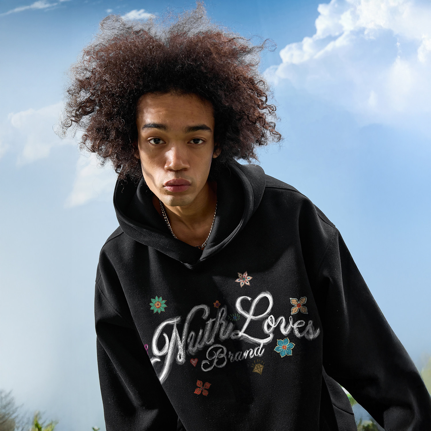 Nuthink美式复古潮牌涂鸦字母花卉连帽卫衣外套男女新款2026年春,男装,卫衣,淘宝优惠券,粉丝福利购,淘宝优惠卷