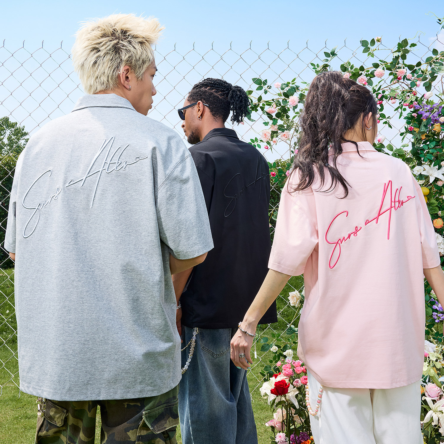 Nuthink刺绣字母polo衫新款男女