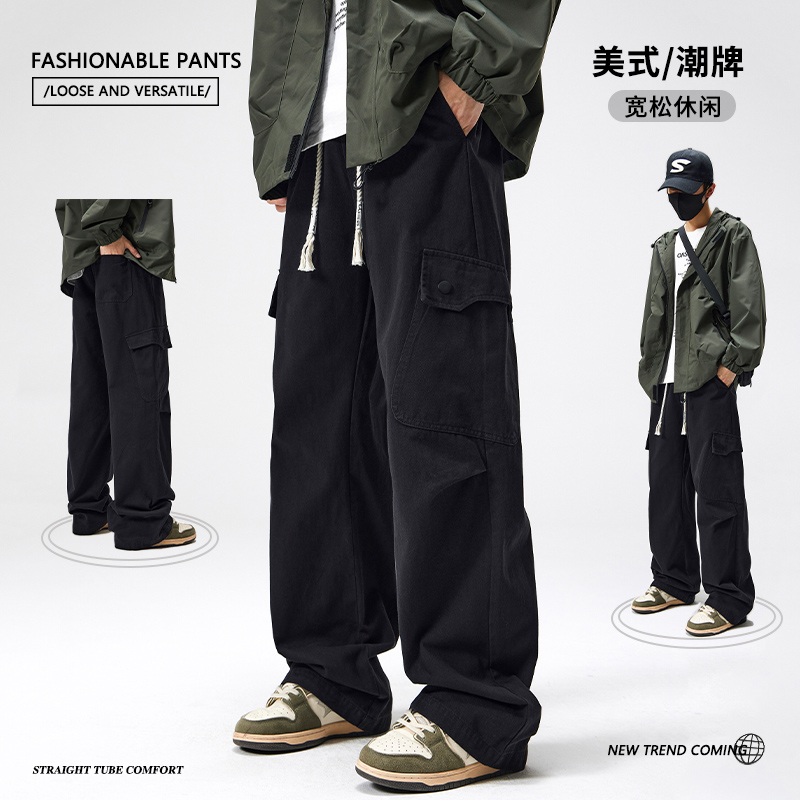 美式宽松工装裤大口袋裤子