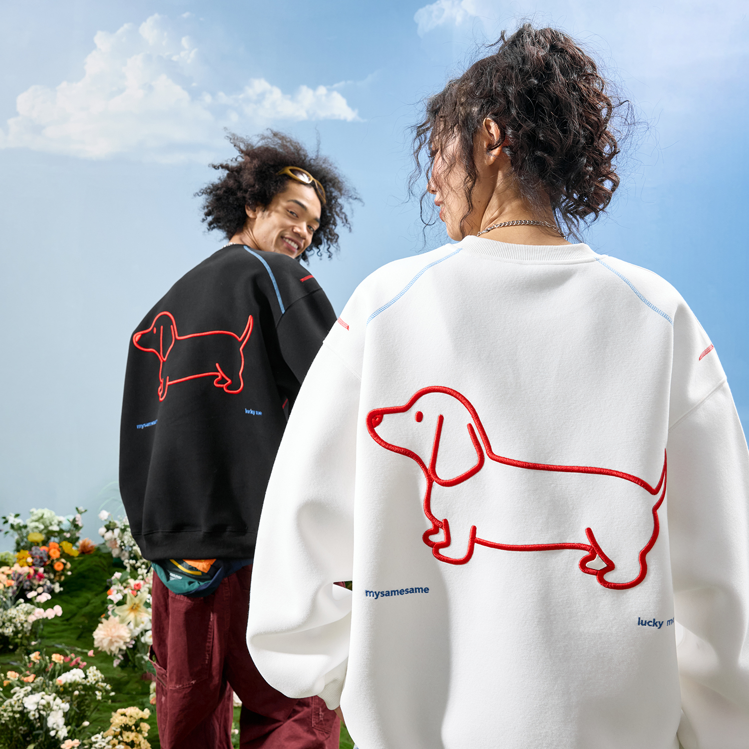 Nuthink美式潮牌腊肠狗刺绣卫衣