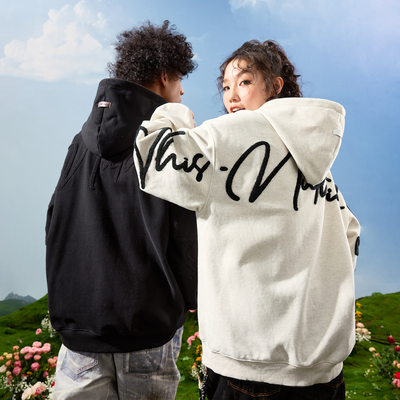 Nuthink美式重磅刺绣连帽卫衣男