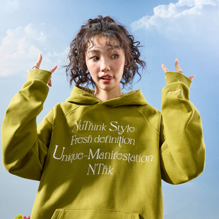 Nuthink美式潮牌字母刺绣连帽卫衣重磅加绒加厚男女款2026年春季