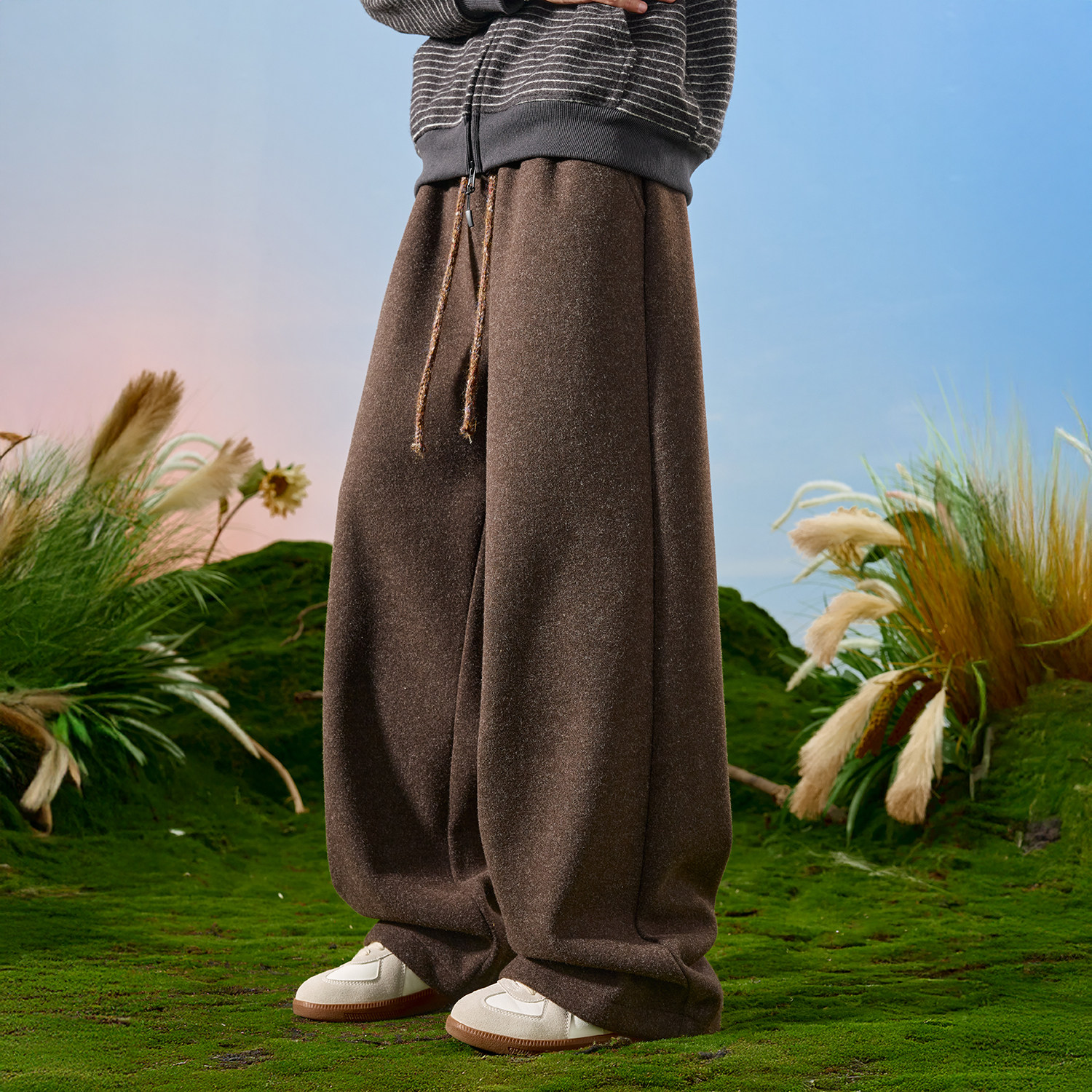 Nuthink美式垂感阔腿裤卫裤宽松长裤加绒裤子男复古潮牌2026年春,男装,卫裤,淘宝优惠券,粉丝福利购,淘宝优惠卷