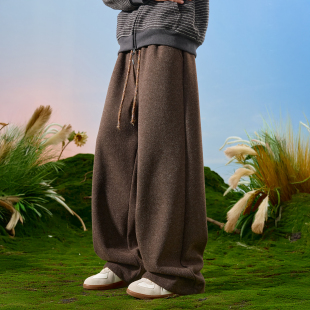 加绒裤 Nuthink美式 宽松长裤 卫裤 子男复古潮牌2026年春 垂感阔腿裤