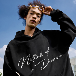 新款 Nuthink美式 复古字母连帽卫衣加绒加厚宽松外套男女2025冬季