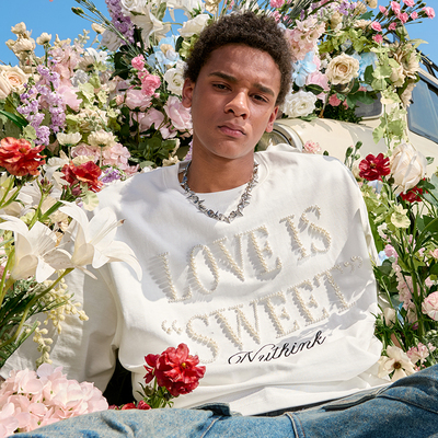 Nuthink重工珍珠字母T恤美式新款