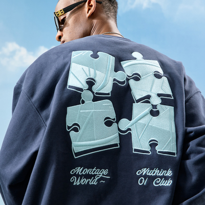 Nuthink重磅刺绣圆领卫衣情侣