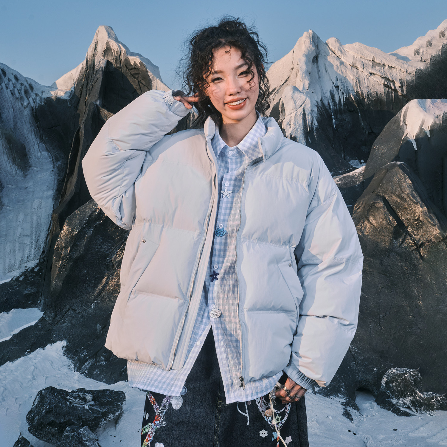 Nuthink美式潮牌立领棉服男女