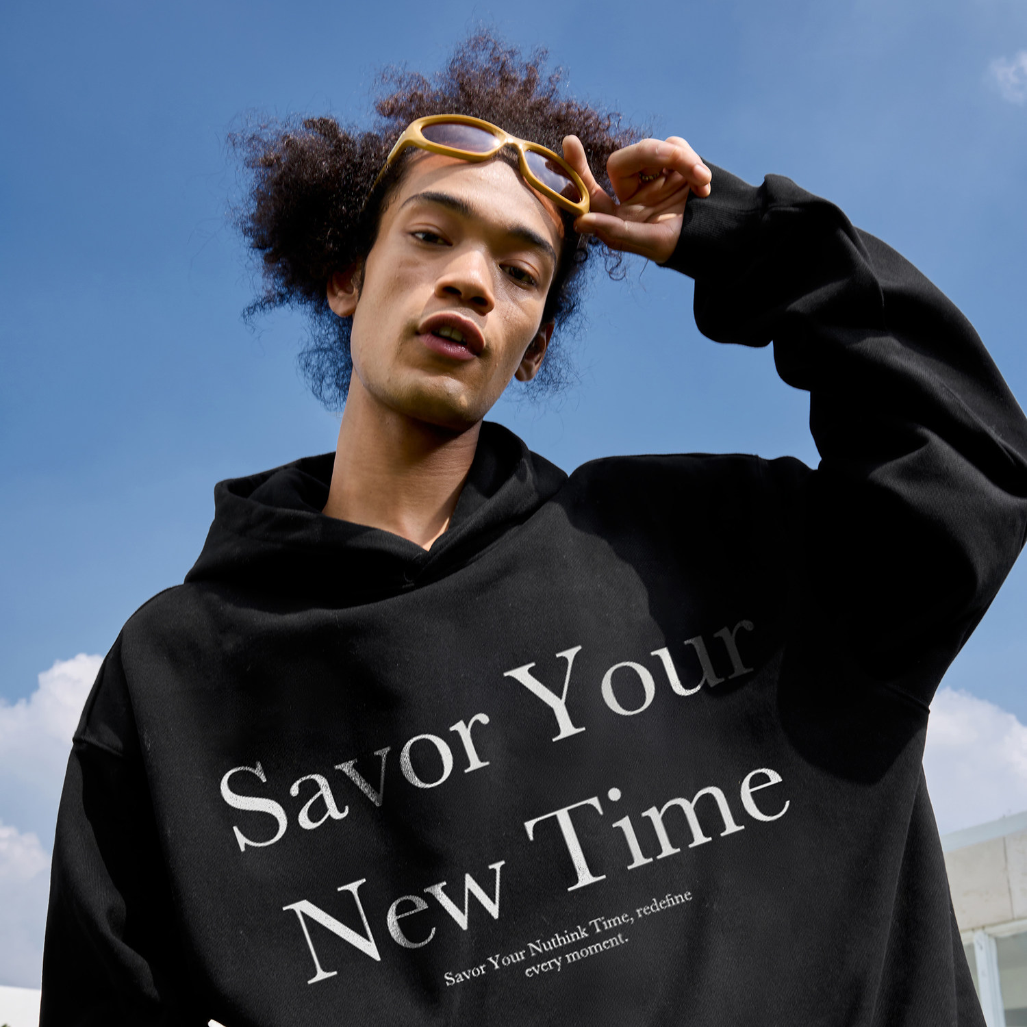 Nuthink美式字母连帽卫衣加绒男