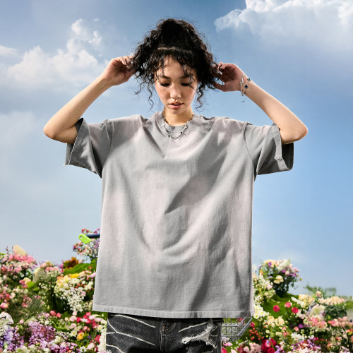 Nuthink做旧水洗短袖T恤宽松男女