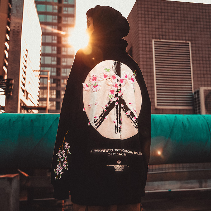 情侣装oversize潮牌刺绣卫衣男潮秋冬款连帽大码男装国潮情侣外套