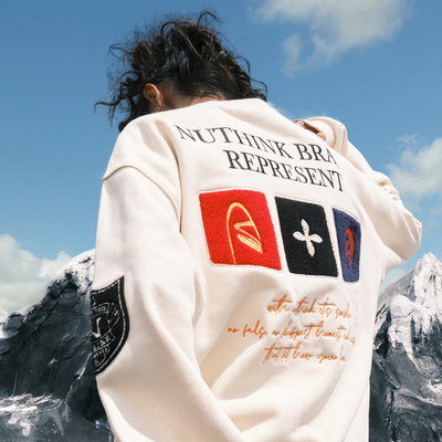 Nuthink美式重磅刺绣字母卫衣男