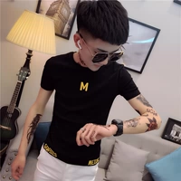 Летняя брендовая трендовая футболка с коротким рукавом, в корейском стиле, популярно в интернете, в обтяжку, с вышивкой