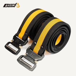 尼龙工装弹力战术腰带耐磨男士快拆户外运动桔色条纹腰带眼睛蛇扣