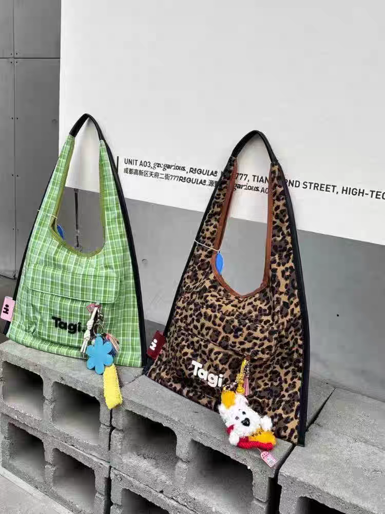 Tagi.hobo单肩腋下托特包大容量通勤边边格纹帆布包豹纹手拎包包,箱包皮具/热销女包/男包,通用款女包,淘宝优惠券,粉丝福利购,淘宝优惠卷