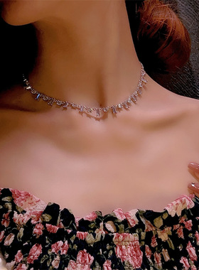 气质温柔风精致感锆石锁骨链项链