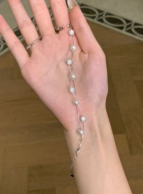钻球珍珠双层手链超仙高级感小众