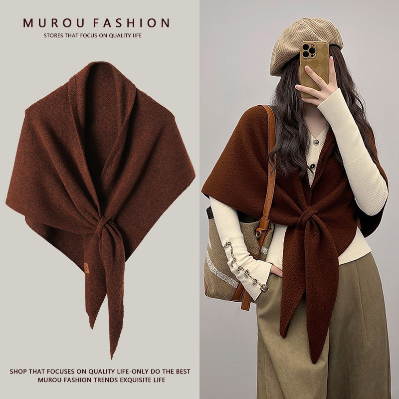 高级感含羊毛交叉三角披肩女秋冬保暖百搭针织围巾护颈空调房外搭,服饰配件/皮带/帽子/围巾,围巾/丝巾/披肩,淘宝优惠券,粉丝福利购,淘宝优惠卷