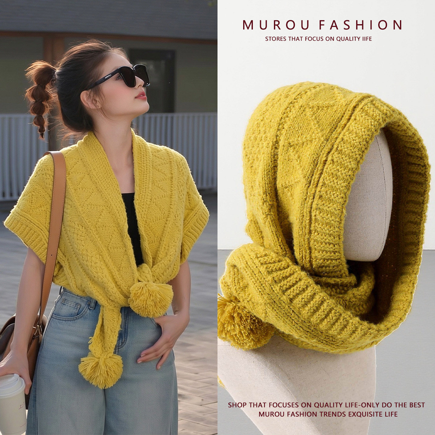 巴拉克拉法帽子围巾一体保暖针织帽女冬季护耳披肩毛线帽百搭围脖,服饰配件/皮带/帽子/围巾,围巾/丝巾/披肩,淘宝优惠券,粉丝福利购,淘宝优惠卷