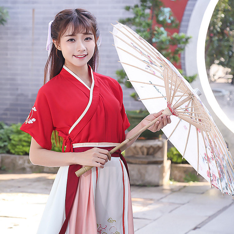 2017年新日常神鹿绣花中国风汉元素改良汉服女上衣舞台装两件套_虎窝淘